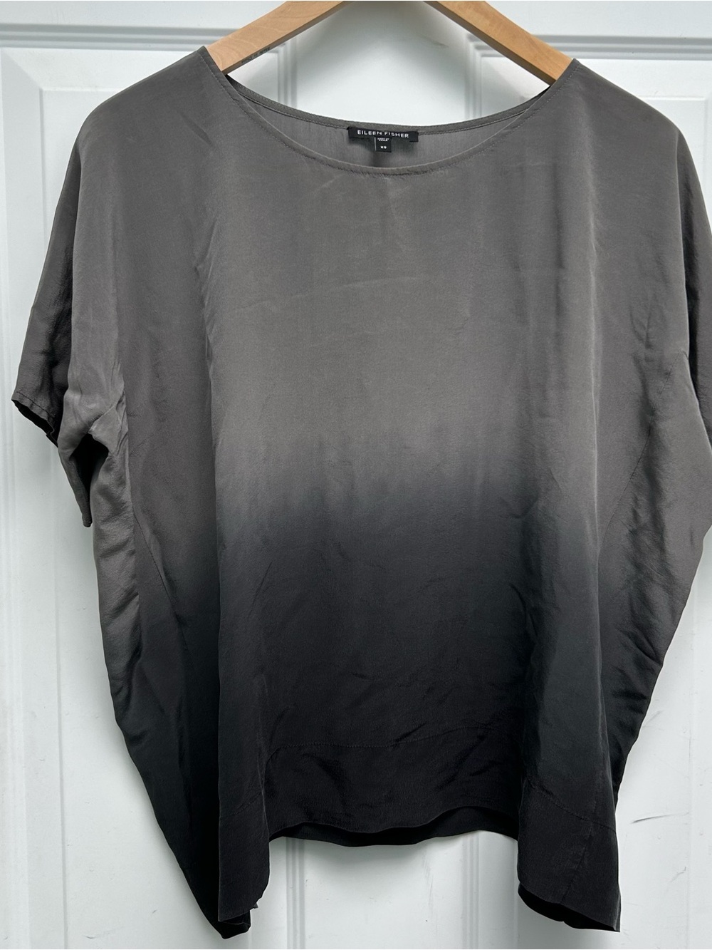 Eileen Fisher Gray Ombre Short-Sleeve Silk Tee